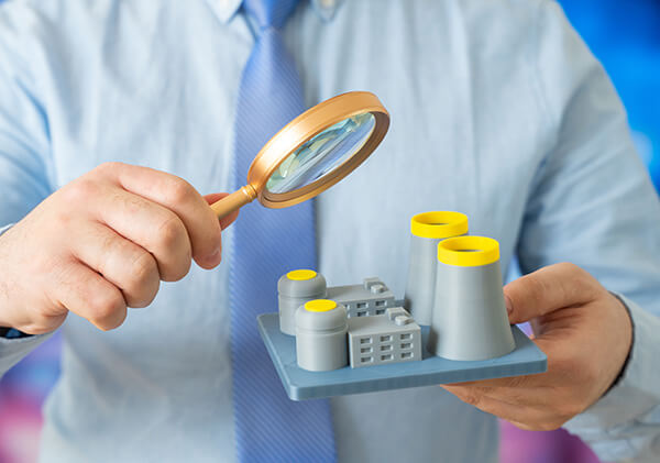 Engineer inspecting a nuclear power plant